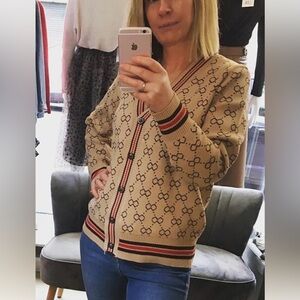 Designer Beige Patterned Women's sweater